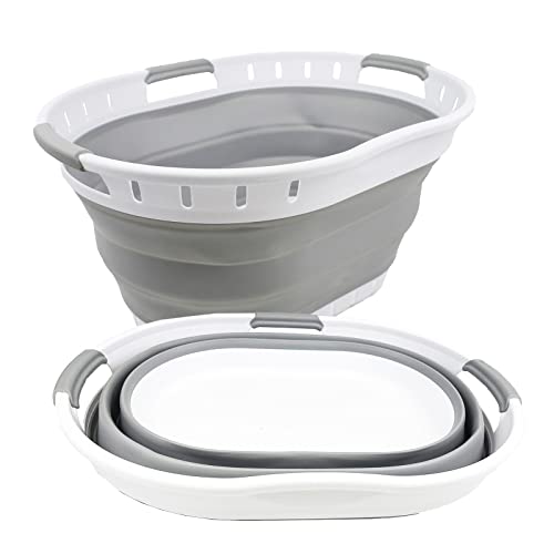 SAMMART 25L (6.6 gallon) Collapsible Plastic Laundry Basket - Foldable Pop Up Storage Container/Organizer - Portable Washing Tub - Space Saving Hamper/Basket