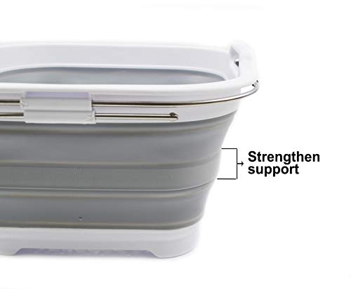 SAMMART 12L (3.17 Gallon) Expandable & Collapsible Dish Drainer-Foldable Drying Rack-Portable Dinnerware Organizer-Space Saving Kitchen Storage Tray