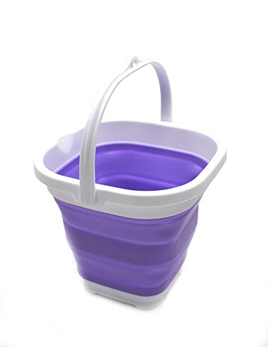 SAMMART 2.6L (0.68 Gallon) Super Mini Square Collapsible Plastic Bucket - Foldable Square Tub - Portable Fishing Water Pail - 2 Pieces Box Pack