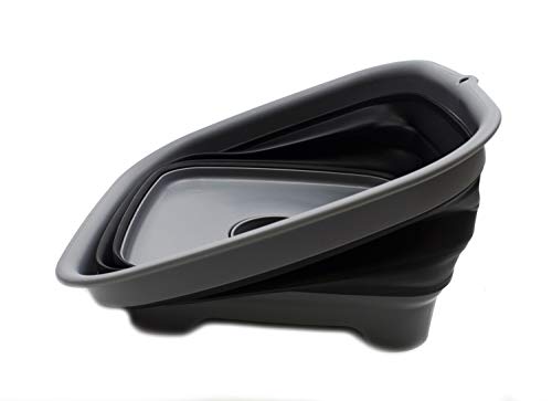 SAMMART 9.3L (2.46Gallon) Collapsible Dishpan with Draining Plug - Foldable Washing Basin - Portable Dish Washing Tub - Space Saving Kitchen Storage Tray