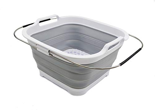SAMMART 12L (3.17 Gallon) Expandable & Collapsible Dish Drainer-Foldable Drying Rack-Portable Dinnerware Organizer-Space Saving Kitchen Storage Tray
