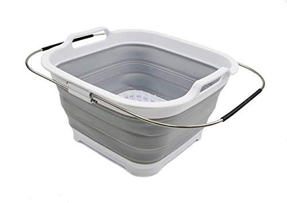SAMMART 12L (3.17 Gallon) Expandable & Collapsible Dish Drainer-Foldable Drying Rack-Portable Dinnerware Organizer-Space Saving Kitchen Storage Tray
