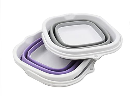 SAMMART 2.6L (0.68 Gallon) Super Mini Square Collapsible Plastic Bucket - Foldable Square Tub - Portable Fishing Water Pail - 2 Pieces Box Pack
