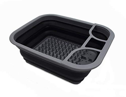 SAMMART Collapsible Dish Drainer - Foldable Drying Rack - Portable Dinnerware Organizer - Space Saving Kitchen Storage Tray