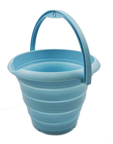 SAMMART 5L (1.32 Gallon) Collapsible Plastic Bucket - Foldable Round Tub - Portable Fishing Water Pail - Space Saving Outdoor Waterpot (5L Round, Sea Angel)