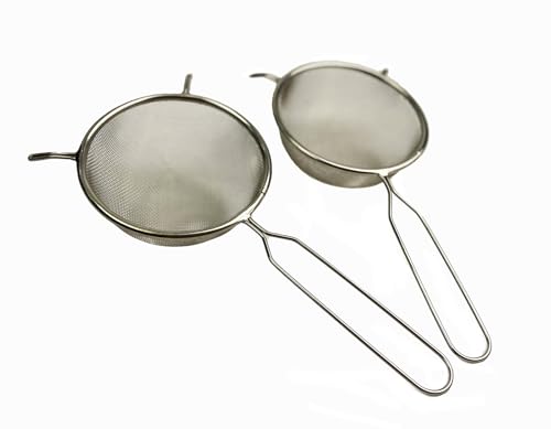 SAMMART 5.5 inches (14cm) Stainless Steel Mesh Strainer with Handle and Two Hanging Support - Round Sieve Colander