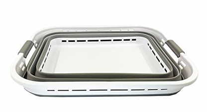 Collpasible Laundry Basket (42L Collapsible Laundry Basket with Holes (White/Grey))