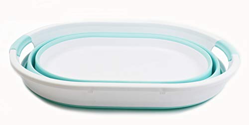 SAMMART 39L(10.3 gallon) Collapsible Plastic Laundry Basket - Oval Tub/Basket - Foldable Storage Container-Portable Washing Tub - Space Saving Laundry Hamper, Water capacity: 30L (7.9 gallon)
