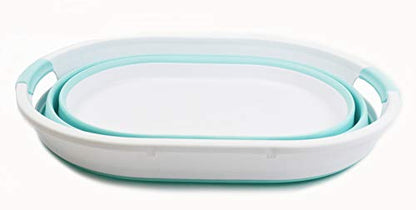 SAMMART 39L(10.3 gallon) Collapsible Plastic Laundry Basket - Oval Tub/Basket - Foldable Storage Container-Portable Washing Tub - Space Saving Laundry Hamper, Water capacity: 30L (7.9 gallon)