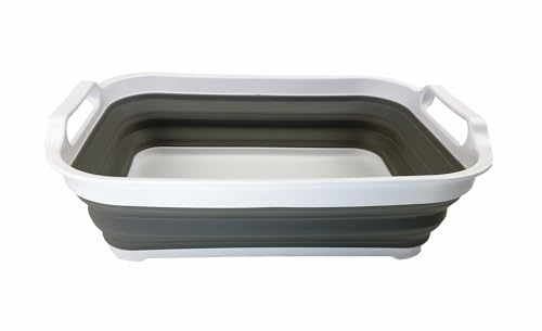SAMMART 7L (1.85 Gallons) Collapsible Tub - Foldable Dishpan - Portable Washing Basin - Space Saving Plastic Sink Tub, Outdoor Kitchen Storage Tray