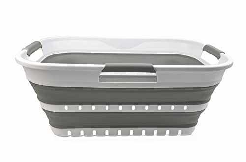 Collpasible Laundry Basket (21L Collapsible Laundry Basket with Holes (White/Grey))