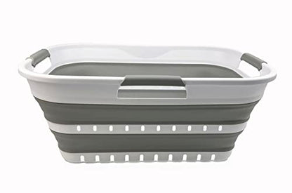 Collpasible Laundry Basket (21L Collapsible Laundry Basket with Holes (White/Grey))