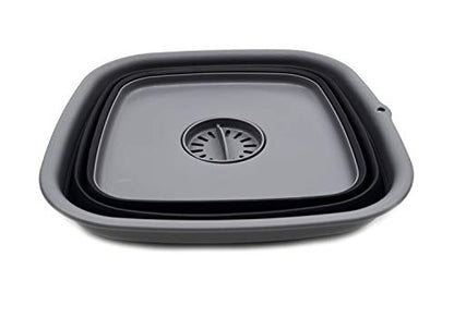 SAMMART 9.3L (2.46Gallon) Collapsible Dishpan with Draining Plug - Foldable Washing Basin - Portable Dish Washing Tub - Space Saving Kitchen Storage Tray