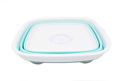 SAMMART 9.3L (2.46Gallon) Collapsible Dishpan with Draining Plug - Foldable Washing Basin - Portable Dish Washing Tub - Space Saving Kitchen Storage Tray