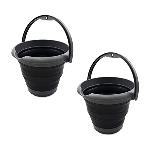 SAMMART 5L (1.32Gallon) Collapsible Fishing Bucke - Foldable Round Tub - Portable Plastic Water Pail - Space Saving Outdoor Waterpot - Trunk Organizer for All Types of Vehicles