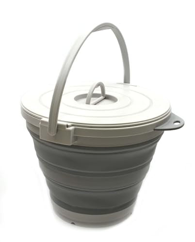 SAMMART 10L (2.64Gallon) Collapsible Fishing Bucket with Locking Lid - Portable Plastic Water Pail - Space Saving Outdoor Waterpot - Outdoor