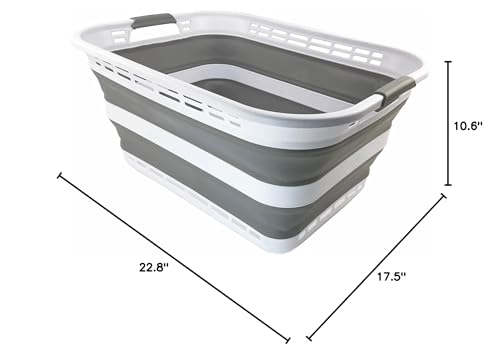 Collpasible Laundry Basket (42L Collapsible Laundry Basket with Holes (White/Grey))