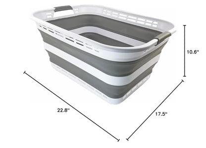 Collpasible Laundry Basket (42L Collapsible Laundry Basket with Holes (White/Grey))