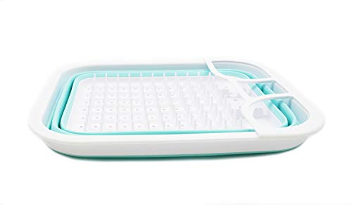 SAMMART Collapsible Dish Drainer - Foldable Drying Rack - Portable Dinnerware Organizer - Space Saving Kitchen Storage Tray