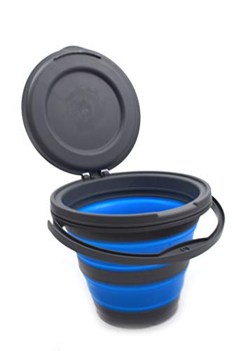 SAMMART 5L Collapsible Fishing Bucket with Removable Lid - Foldable Round Tub - Portable Plastic Water Pail - Space Saving Outdoor Waterpot - Trunk Organizer for All Types of Vehicles