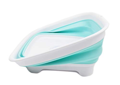 SAMMART 9.3L (2.46Gallon) Collapsible Dishpan with Draining Plug - Foldable Washing Basin - Portable Dish Washing Tub - Space Saving Kitchen Storage Tray