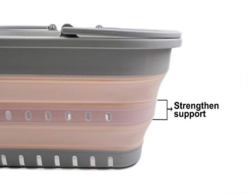 SAMMART 19L (5 Gallon) Collapsible Tub with Handle - Portable Outdoor Picnic Basket/Crater - Foldable Shopping Bag - Space Saving Storage Container
