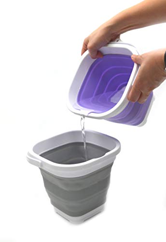 SAMMART 2.6L (0.68 Gallon) Super Mini Square Collapsible Plastic Bucket - Foldable Square Tub - Portable Fishing Water Pail - 2 Pieces Box Pack