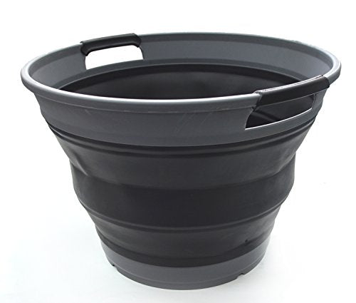SAMMART 42L(11 Gallon) Collapsible Super Big Round Bucket-Portable Laundry Basket/Storage Container-Foldable Hamper/Tub-Space Saving Washing-up Bowl,Water Capacity 34L(8.9 Gallon)