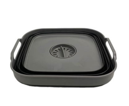 SAMMART 10L (2.64 Gallon) Collapsible Dishpan with Draining Plug-Foldable Washing Basin-Portable Dish Washing Tub-Space Saving Kitchen Storage Tray for Camping & RV