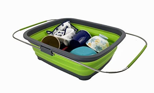SAMMART 8L (2.11 Gallons) Expandable & Collapsible Dish Drainer - Foldable Drying Rack - Portable Dinnerware Organizer - Space Saving