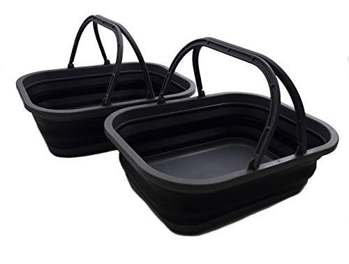 SAMMART 12L (3.17 Gallon) Collapsible Tub with Handle - Portable Outdoor Picnic Basket/Crater - Foldable Shopping Bag - Space Saving Storage Container
