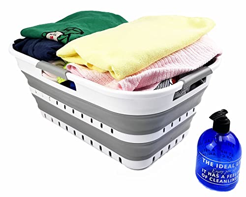 Collpasible Laundry Basket (21L Collapsible Laundry Basket with Holes (White/Grey))