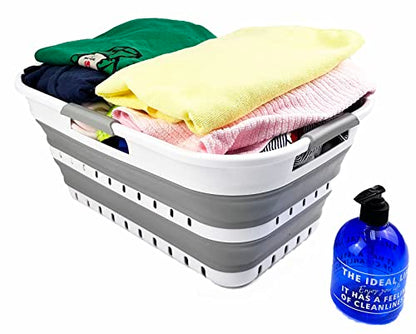 Collpasible Laundry Basket (21L Collapsible Laundry Basket with Holes (White/Grey))