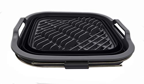 SAMMART 12L (3.17 Gallon) Expandable & Collapsible Dish Drainer-Foldable Drying Rack-Portable Dinnerware Organizer-Space Saving Kitchen Storage Tray
