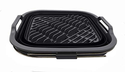 SAMMART 12L (3.17 Gallon) Expandable & Collapsible Dish Drainer-Foldable Drying Rack-Portable Dinnerware Organizer-Space Saving Kitchen Storage Tray
