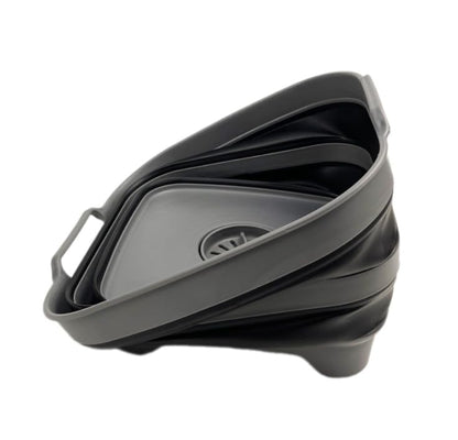 SAMMART 10L (2.64 Gallon) Collapsible Dishpan with Draining Plug-Foldable Washing Basin-Portable Dish Washing Tub-Space Saving Kitchen Storage Tray for Camping & RV