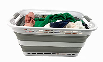 Collpasible Laundry Basket (42L Collapsible Laundry Basket with Holes (White/Grey))