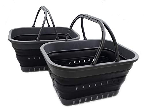 SAMMART 19L (5 Gallon) Collapsible Tub with Handle - Portable Outdoor Picnic Basket/Crater - Foldable Shopping Bag - Space Saving Storage Container
