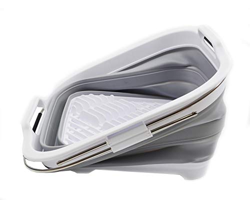 SAMMART 12L (3.17 Gallon) Expandable & Collapsible Dish Drainer-Foldable Drying Rack-Portable Dinnerware Organizer-Space Saving Kitchen Storage Tray