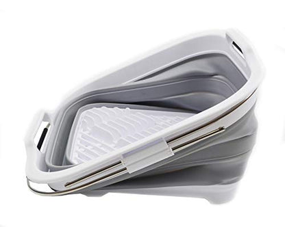 SAMMART 12L (3.17 Gallon) Expandable & Collapsible Dish Drainer-Foldable Drying Rack-Portable Dinnerware Organizer-Space Saving Kitchen Storage Tray