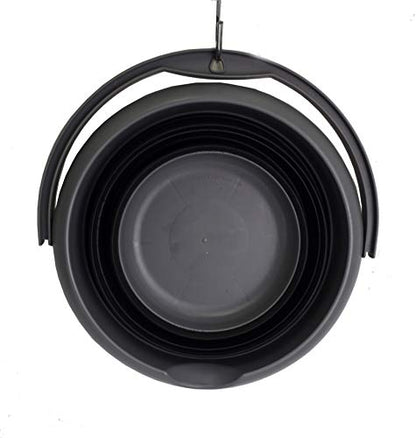 SAMMART 5L (1.32 Gallon) Collapsible Plastic Bucket - Foldable Round Tub - Portable Fishing Water Pail - Space Saving Outdoor Waterpot (5L Round, Grey/Black)
