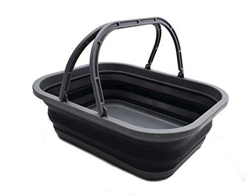 SAMMART 12L (3.17 Gallon) Collapsible Tub with Handle - Portable Outdoor Picnic Basket/Crater - Foldable Shopping Bag - Space Saving Storage Container