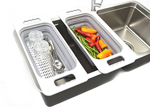 SAMMART 2.6L (0.68 gallon) Set of 2 Over The Sink Rectangular Colander