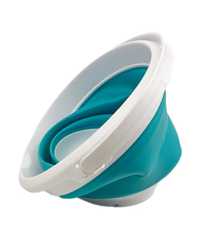 SAMMART Collapsible Plastic Bucket - Foldable Round Tub with Handle - Pop Up Saving (Ceramic Blue+Pale Purple (Set of 2), 5.5L)