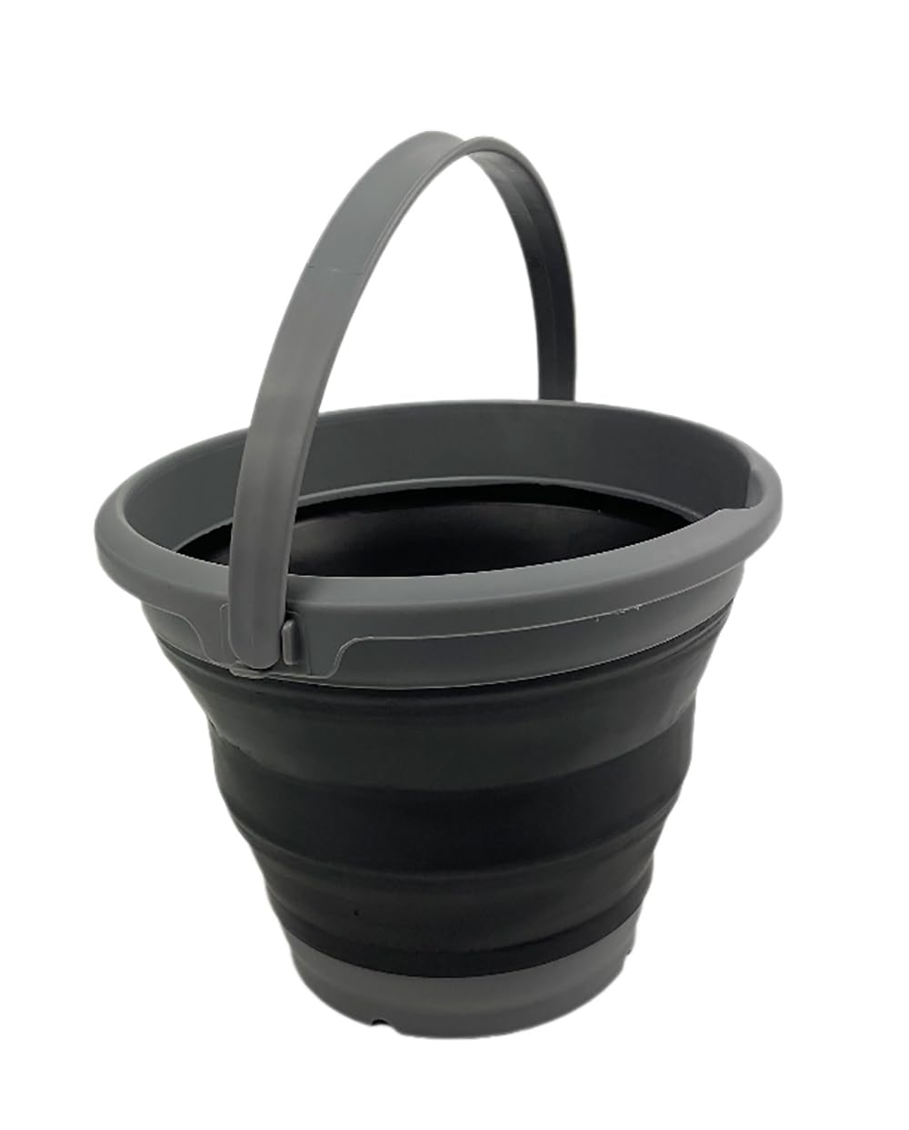 SAMMART Collapsible Plastic Bucket - Foldable Round Tub with Handle - Pop Up Saving (Grey/Black, 5.5L)