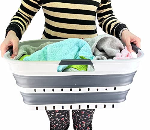 Collpasible Laundry Basket (21L Collapsible Laundry Basket with Holes (White/Grey))