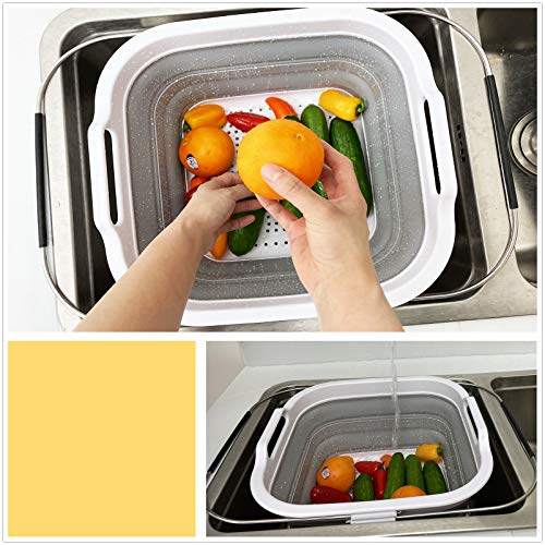 SAMMART 12L (3.17 Gallon) Expandable & Collapsible Dish Drainer-Foldable Drying Rack-Portable Dinnerware Organizer-Space Saving Kitchen Storage Tray
