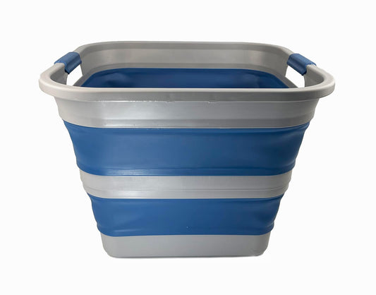 SAMMART Collpasible Item 35L (9.2 gallon) Collapsible Laundry Basket (Grey/Mist Blue))