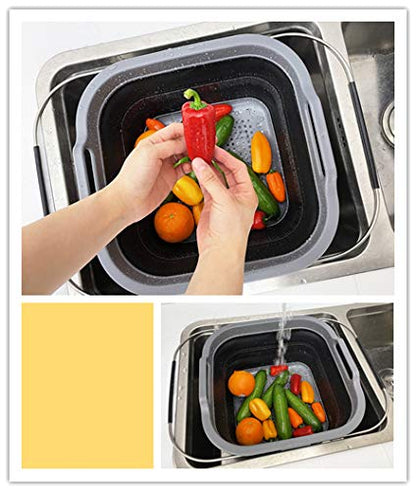 SAMMART 12L (3.17 Gallon) Expandable & Collapsible Dish Drainer-Foldable Drying Rack-Portable Dinnerware Organizer-Space Saving Kitchen Storage Tray