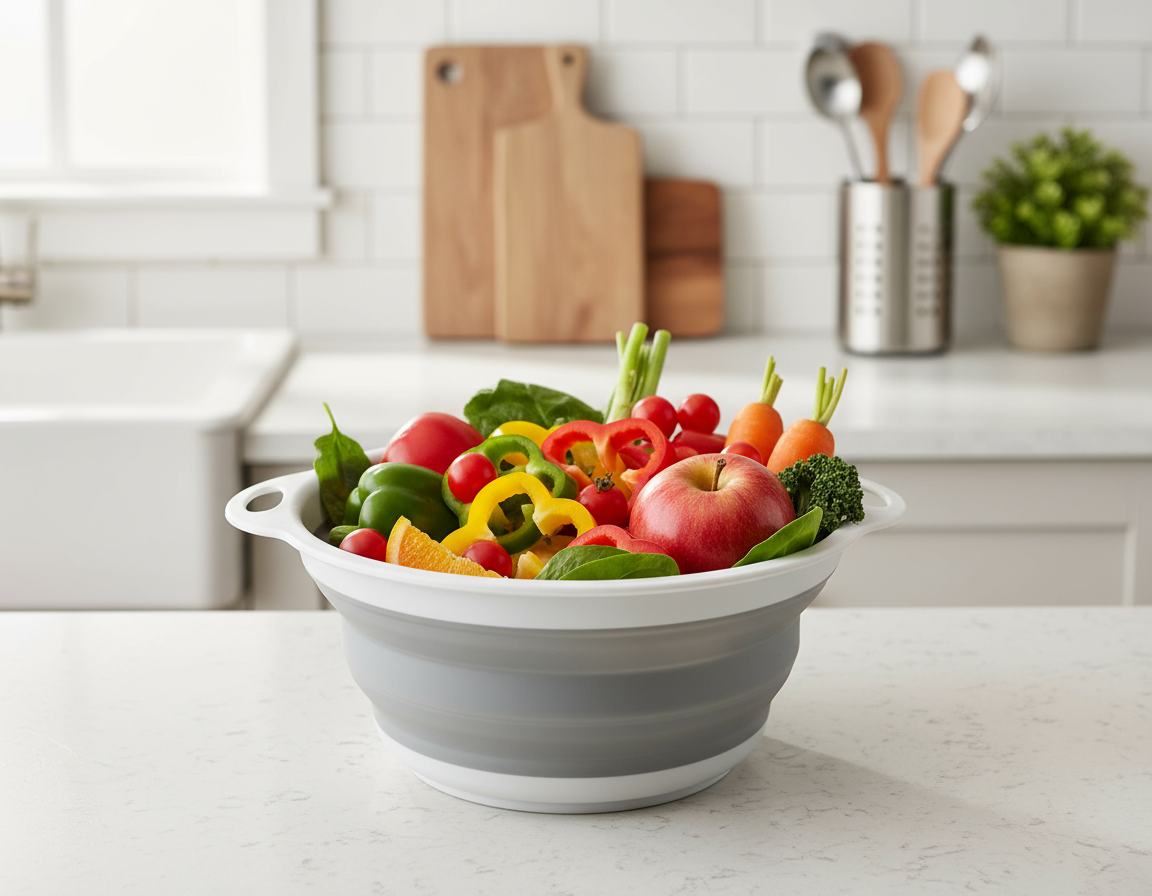 SAMMART Collapsible Bowl- Portable/Space Saving Plastic Bowl (Grey (Bowl))